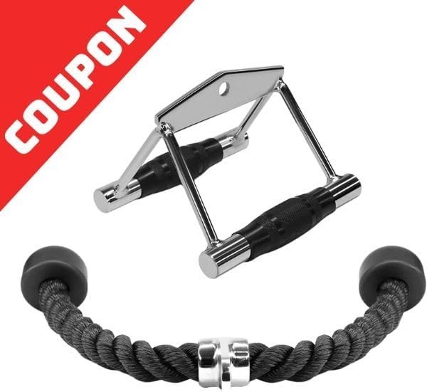 Cable Machine Attachments: Double D Handle & Tricep Rope Combo, 880 LB