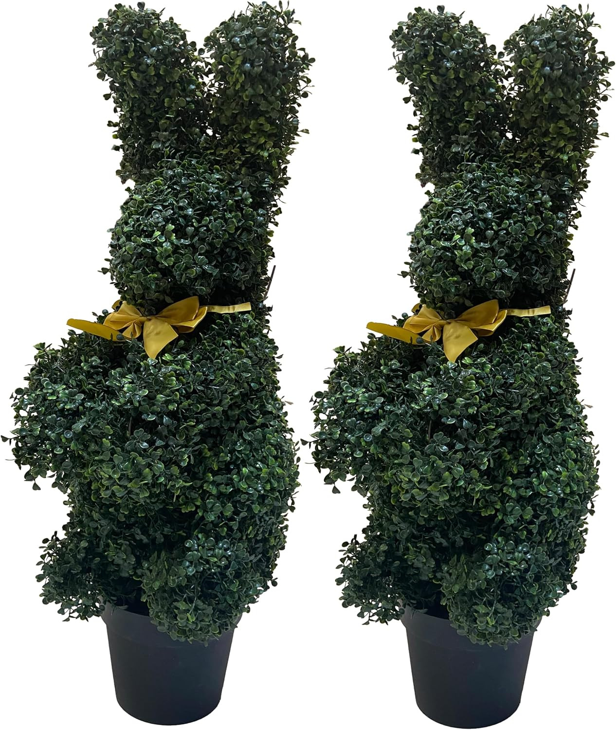 Bunny-Shaped Topiary Ball 36'' Artificial Tree Rabbit Bowknot Pot Uv-Resistant F