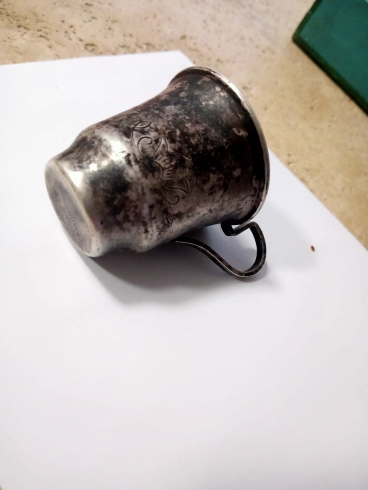 antique cup covered with silver, silver plating
