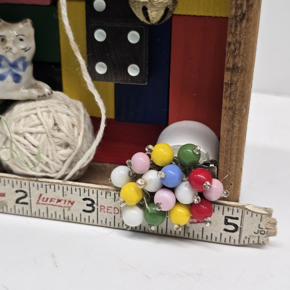 Upcycled Kitty Cat Assemblage Art Shadowbox