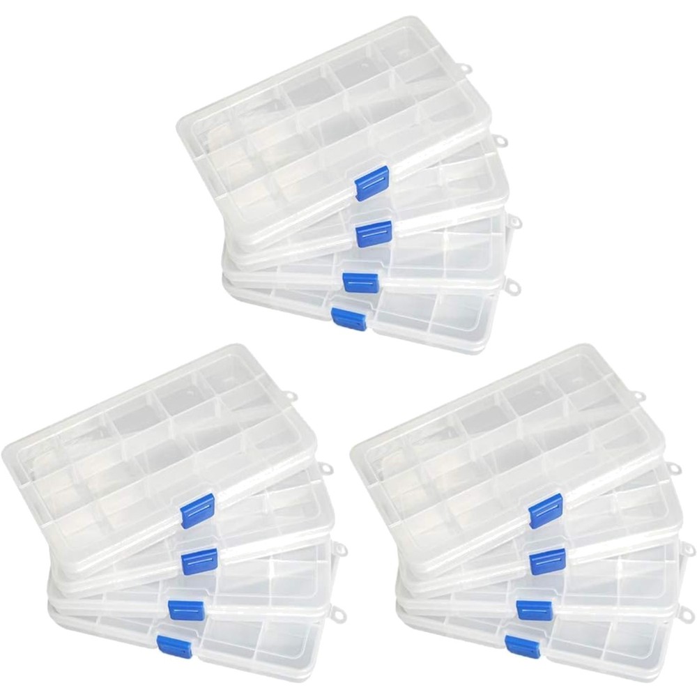15-Compartment Bead Organizer Box - 12 Pack Adjustable Storage for Crafts & J...