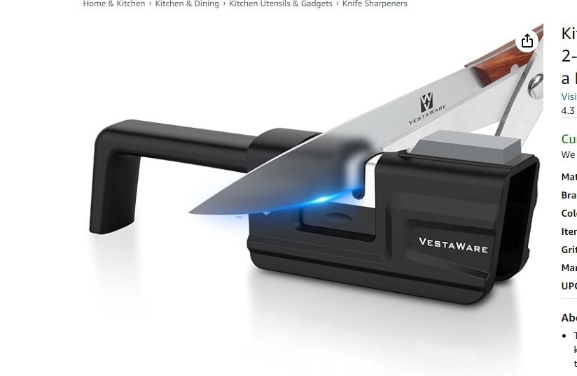 Kitchen Knife Sharpener - Vestaware Foldable 2-Stage Knife Sharpening Accessory