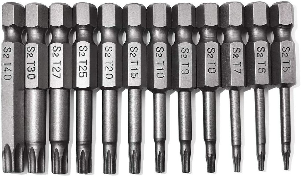 12x Tamper Proof Star Impact Driver Bit Set Security Screwdriver Bits Hex Shank