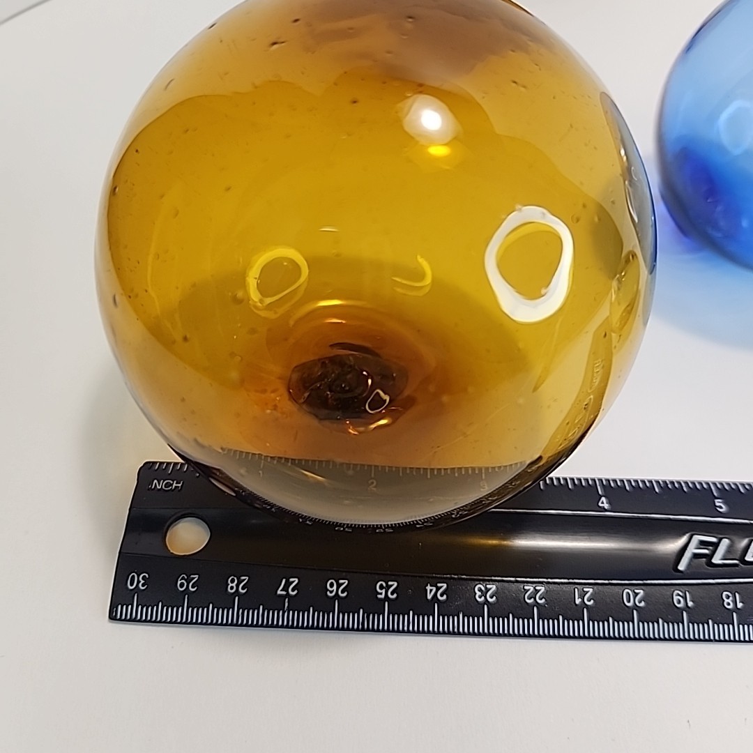 Vintage Japanese Fish Net Floats Hand Blown Glass Lot of 4