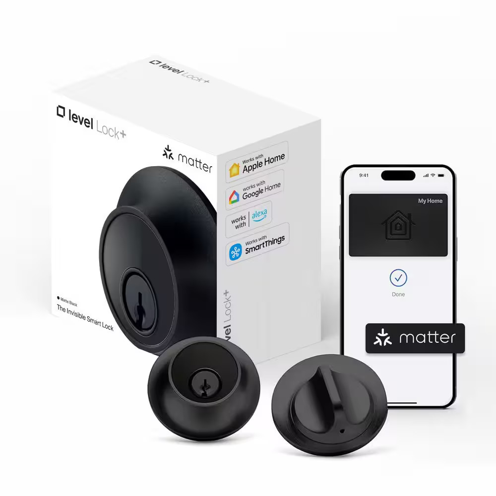 Lock plus (Matter) Matte Black Matter-Over-Thread Smart Lock Single Cylinder Dea