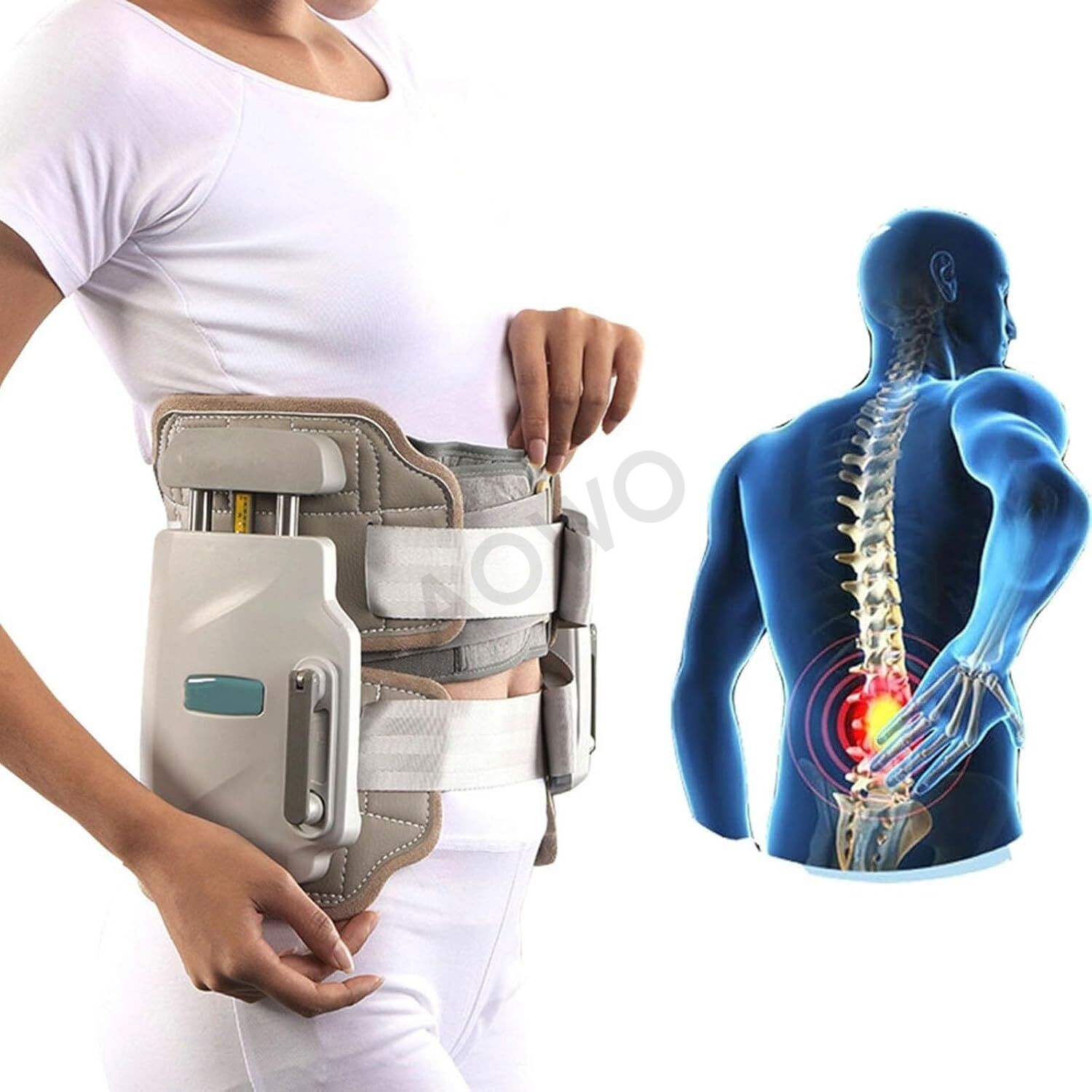 Lumbar Traction Device Decompression Belt Back Stretcher Spinal Pain Relief