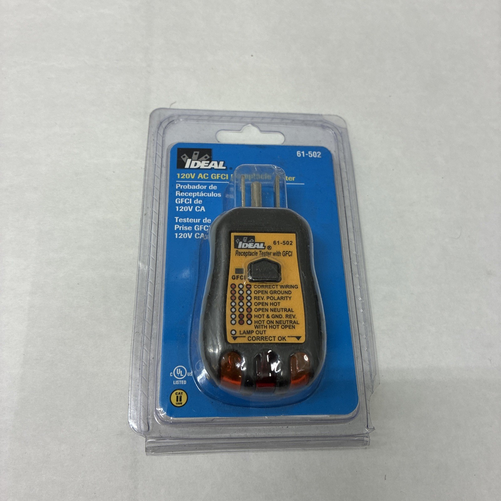 NEW IDEAL 61-502 120-Volt AC GFCI Receptacle Tester