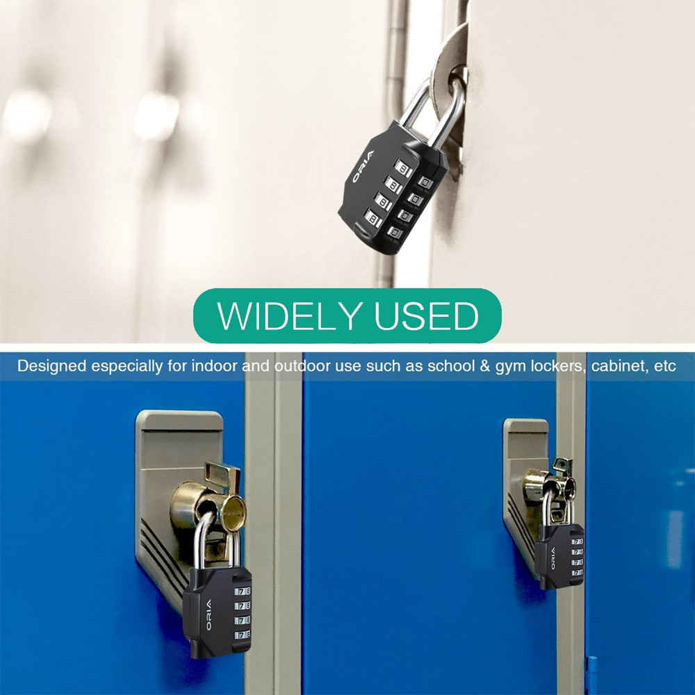 Combination Lock, 2 Pack Combination Padlock, 4-Digit Locker Lock, Waterproof...