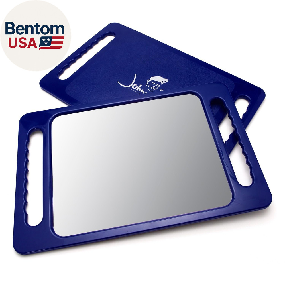 . Large Handheld Lightweight Rectangular Mirror with Double Handle for Barbers,