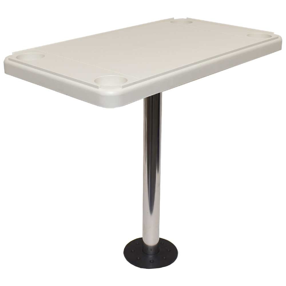 Detmar Boat Flush Mount Table Kit 12-1107C | Rectangular Off White