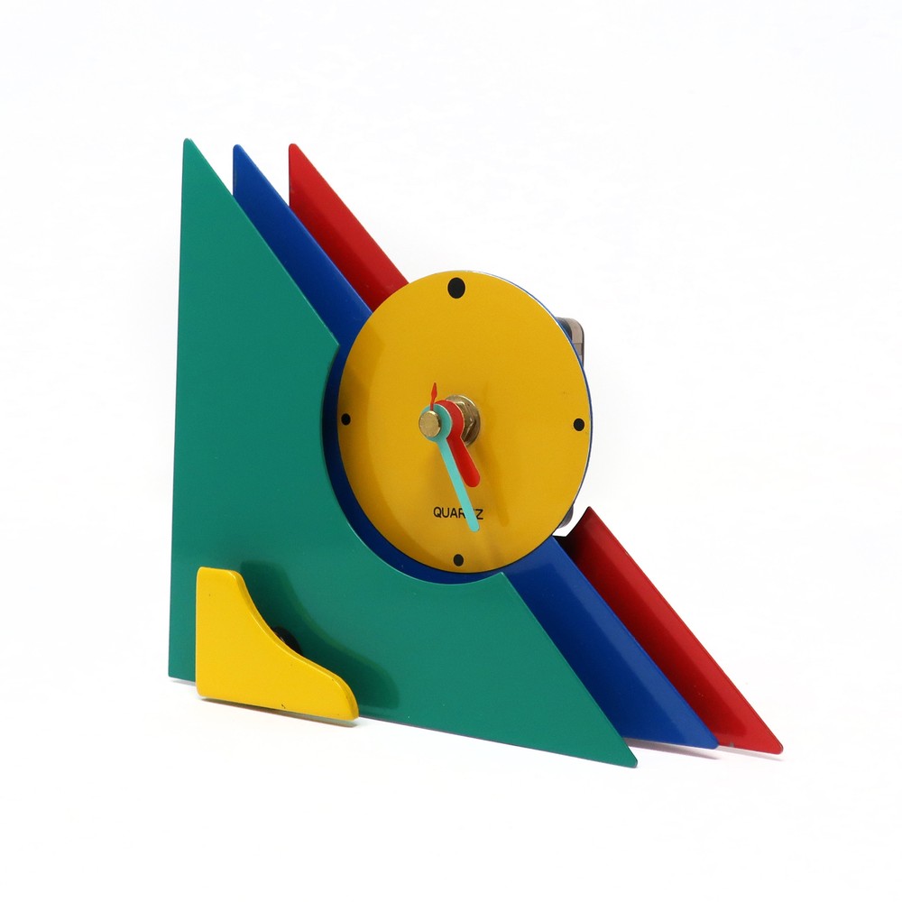 1980s Multicolor Stacked Desk or Mantel Clock