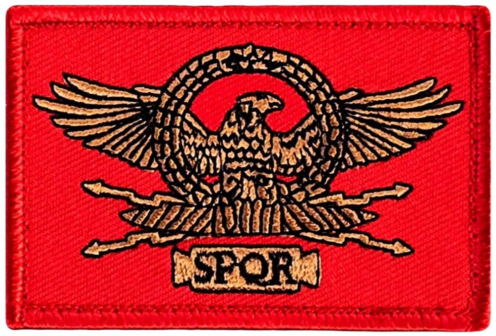 SPQR Roman Empire Legion Flag Morale Patch | 2PC HOOK BACKING 3"x2"