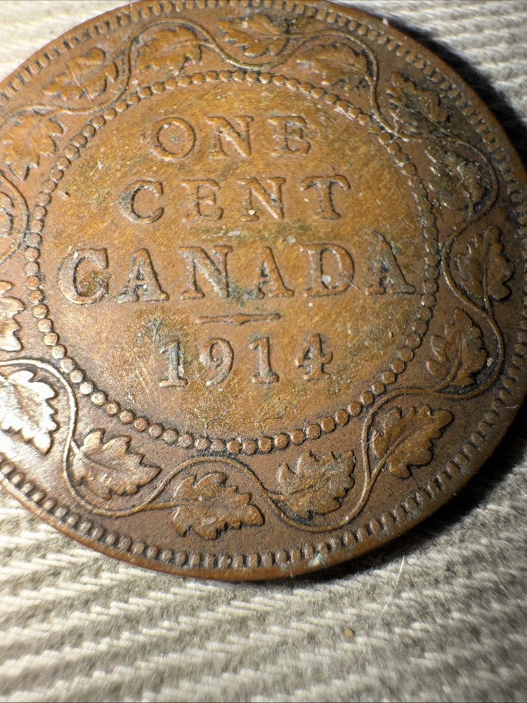 1914 George V Large One Cent Copper Coin - Canada