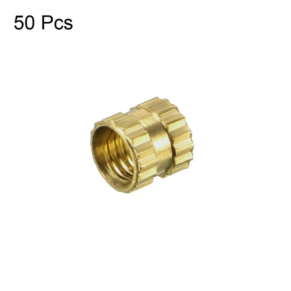 50pcs M3 4mm x 4mm Brass Knurled Threaded Insert Embedment Nuts