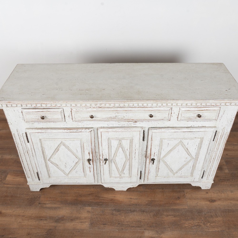 20th Century Swedish White Painted Oak Sideboard Buffet