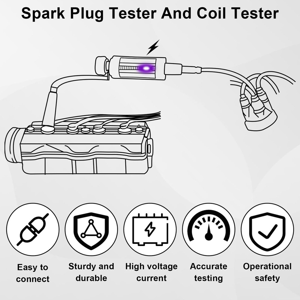 Adjustable Spark Plug Tester Ignition Coil Pack Diagnostic Tool for Small Engine