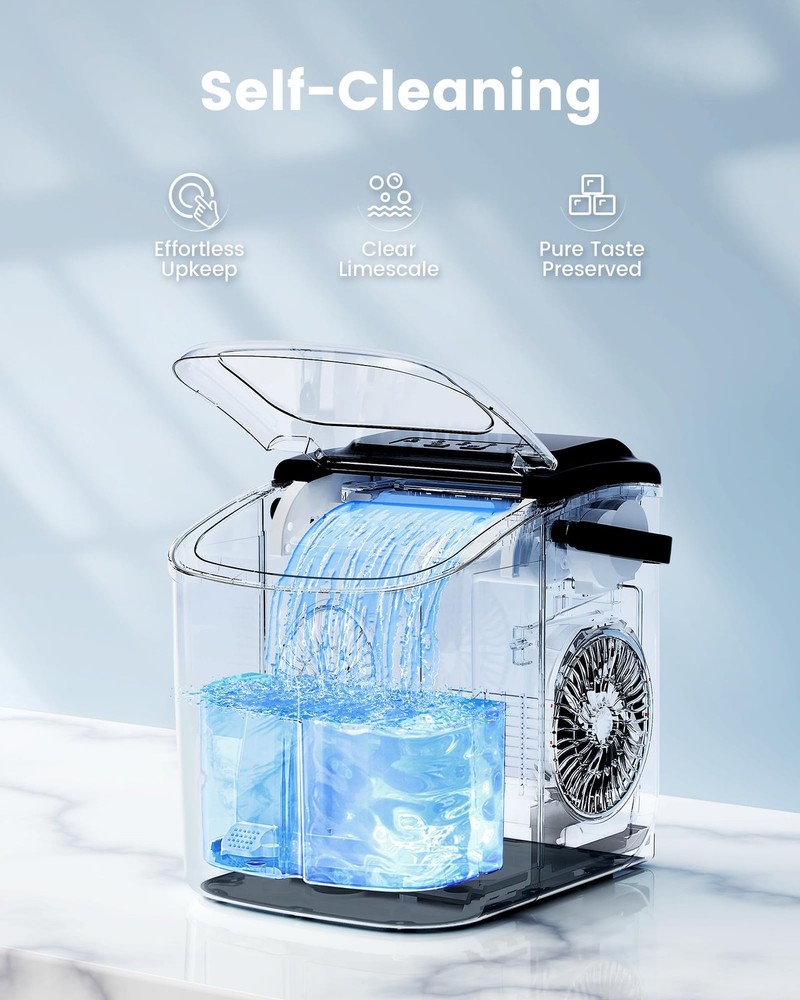 CyberChill Countertop Ice Maker, Portable Machine with Solid Black