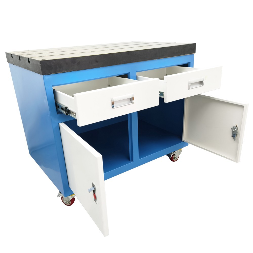 Movable Tapping Machine Table T-slot Workbench Fixed Base 35.4"*23.6"*29.7"