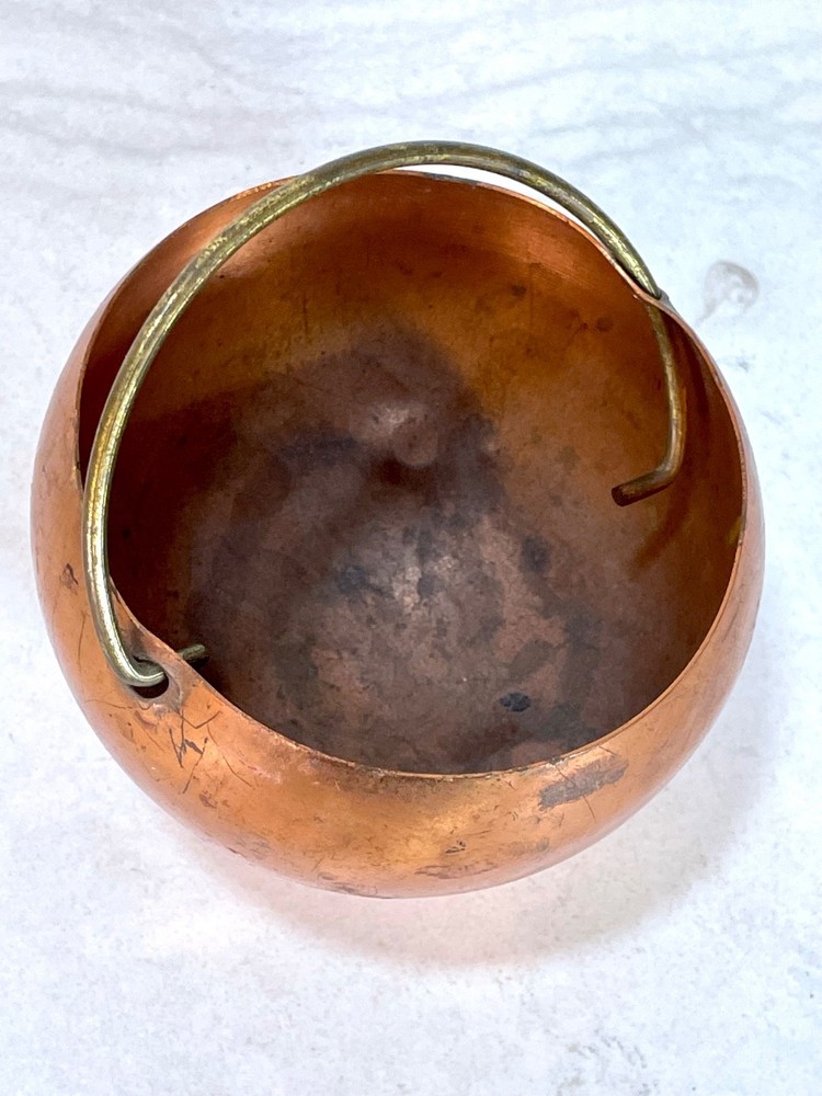 Copper & Brass Small Planter, Roly Poly Caldron, Coppercraft Guild c1970s