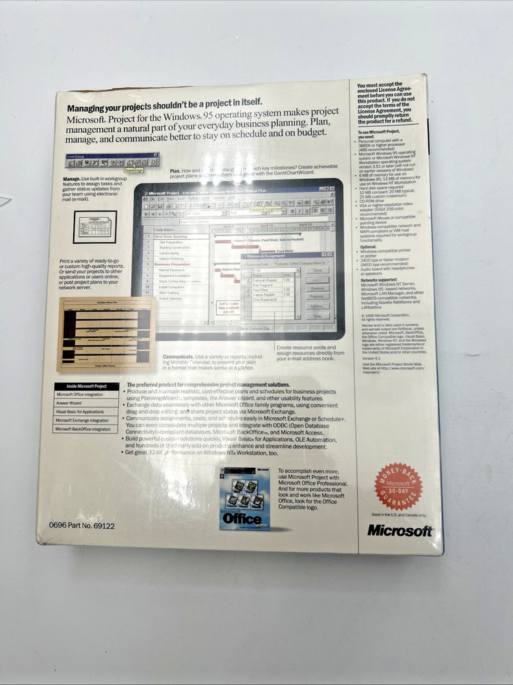 Microsoft Project Software For Windows 95 CD-ROM Sealed Box