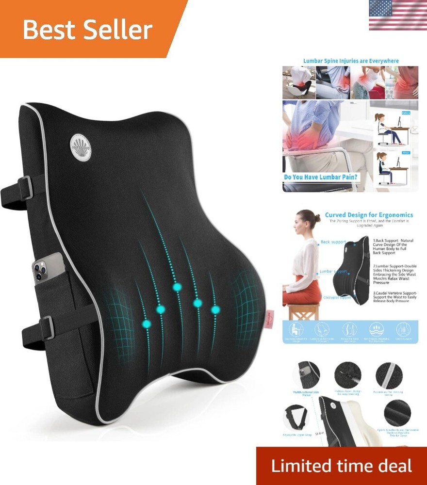 Adjustable Lumbar Support Pillow with Ergonomic Design for Comfortable Sitting