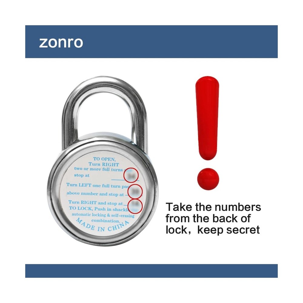 Locker Locks 3 Digit Code Standard Dial Combination Padlock 2 inch Wide Pack ...