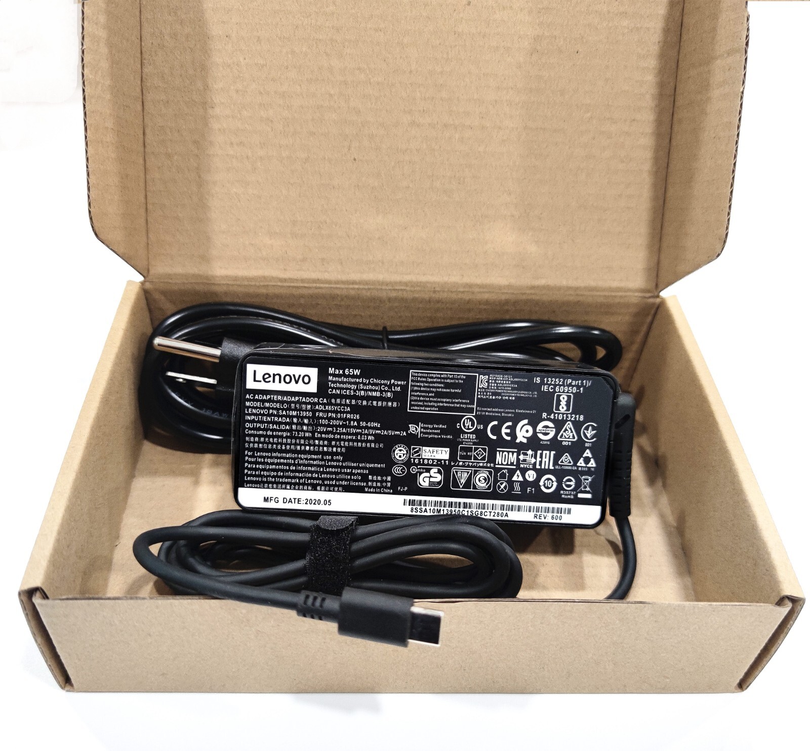 Genuine OEM 65W USB-C Type-C Adapter Charger Lenovo ThinkPad T480 ADLX65YLC3A