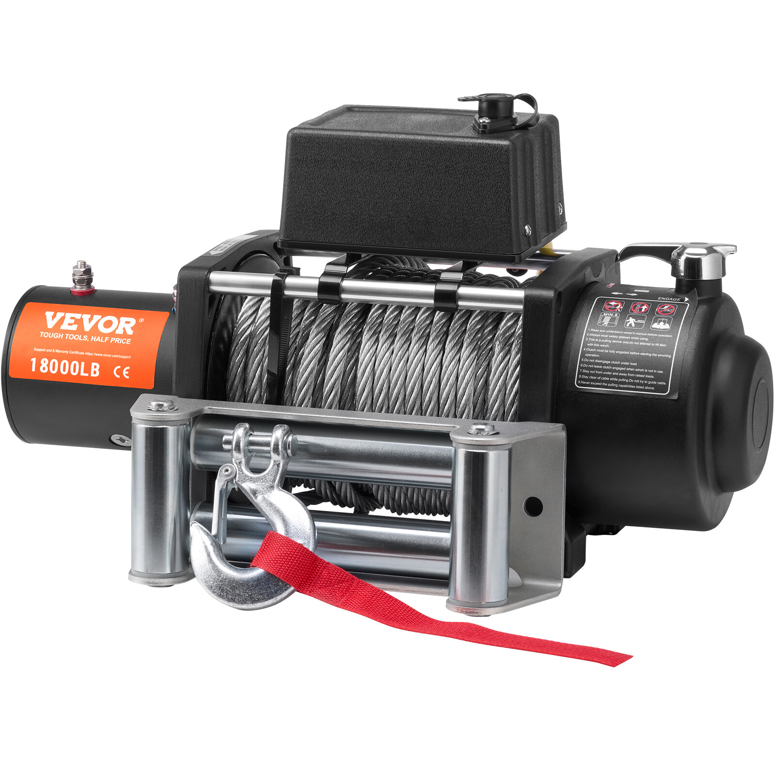 VEVOR Electric Winch Truck 18,000 lb Steel Cable IP65 Waterproof Remote Control