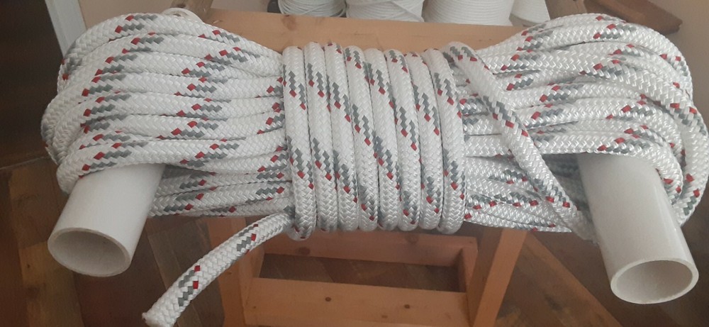 3/4” x 42 ft. Double Braid-Yacht Braid Polyester Rope hank w/ SS Thimble.