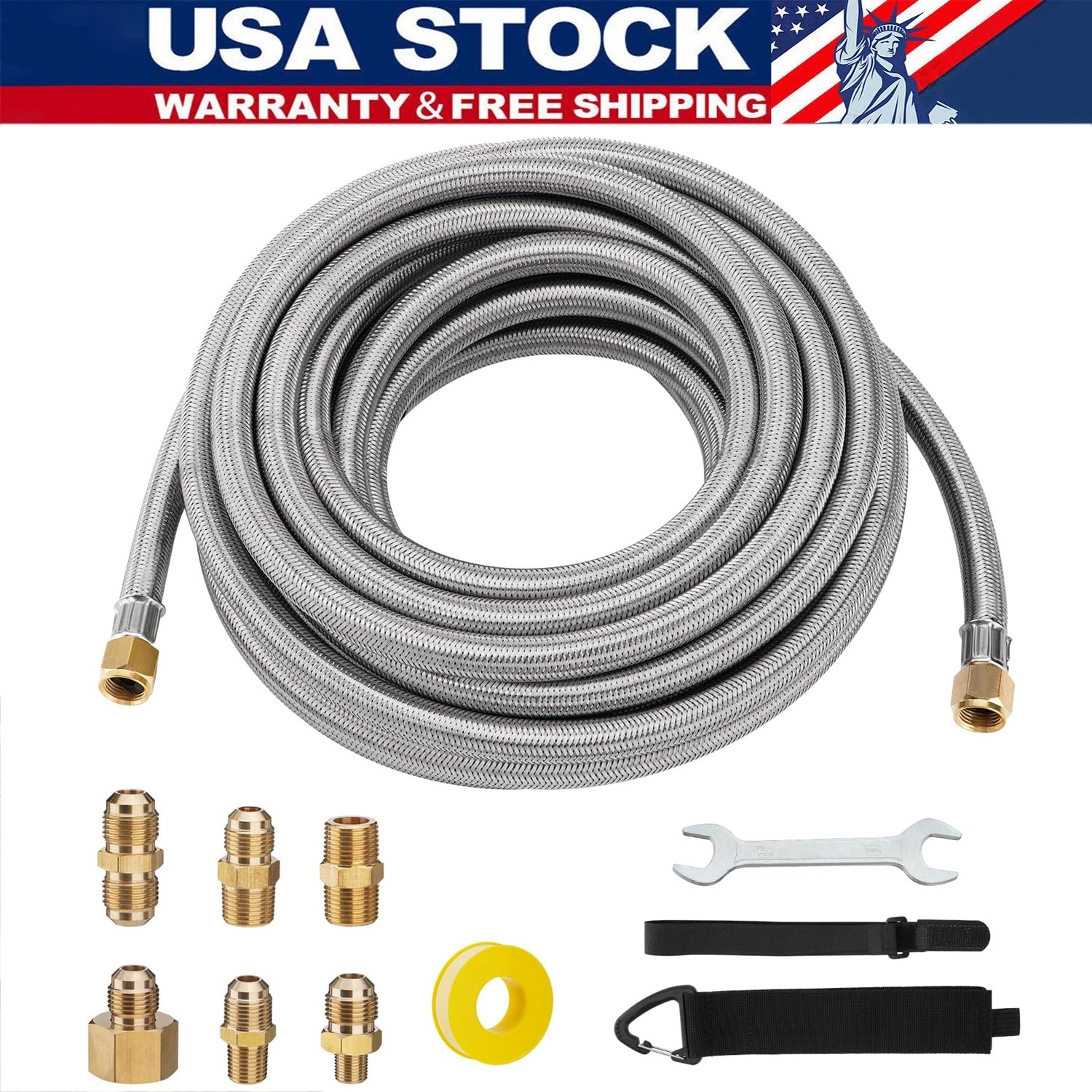 36FT Propane Hose Extension-High Pressure Braided Gas Line Hose Propane Conv....