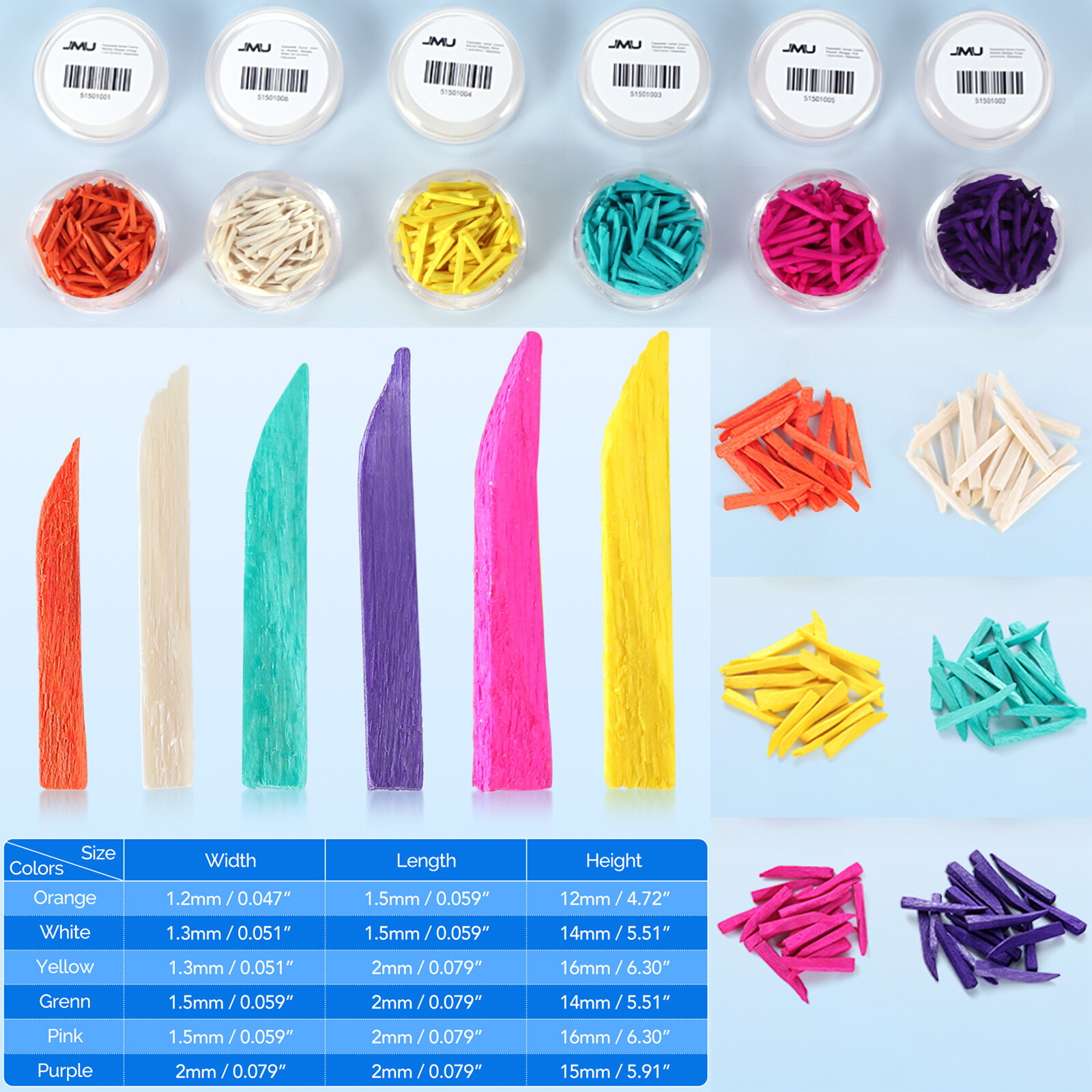 100/Box JMU Dental Wooden Interdental Wedges Contoured Matrices Wedges Tooth Gap