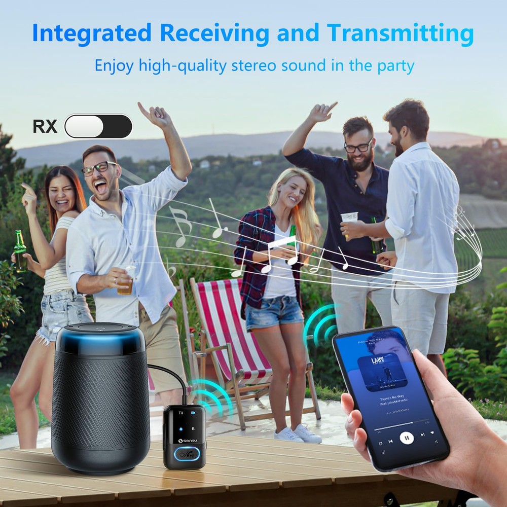 Bluetooth 5.3 Transmitter Adapter for Airplane 2-in-1 Wireless Bluetooth Audi...