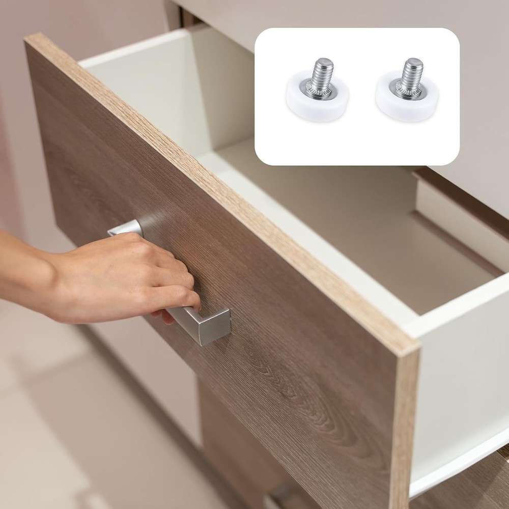 6Pcs Drawer Rollers, 19mm White Plastic Wheels Replacement