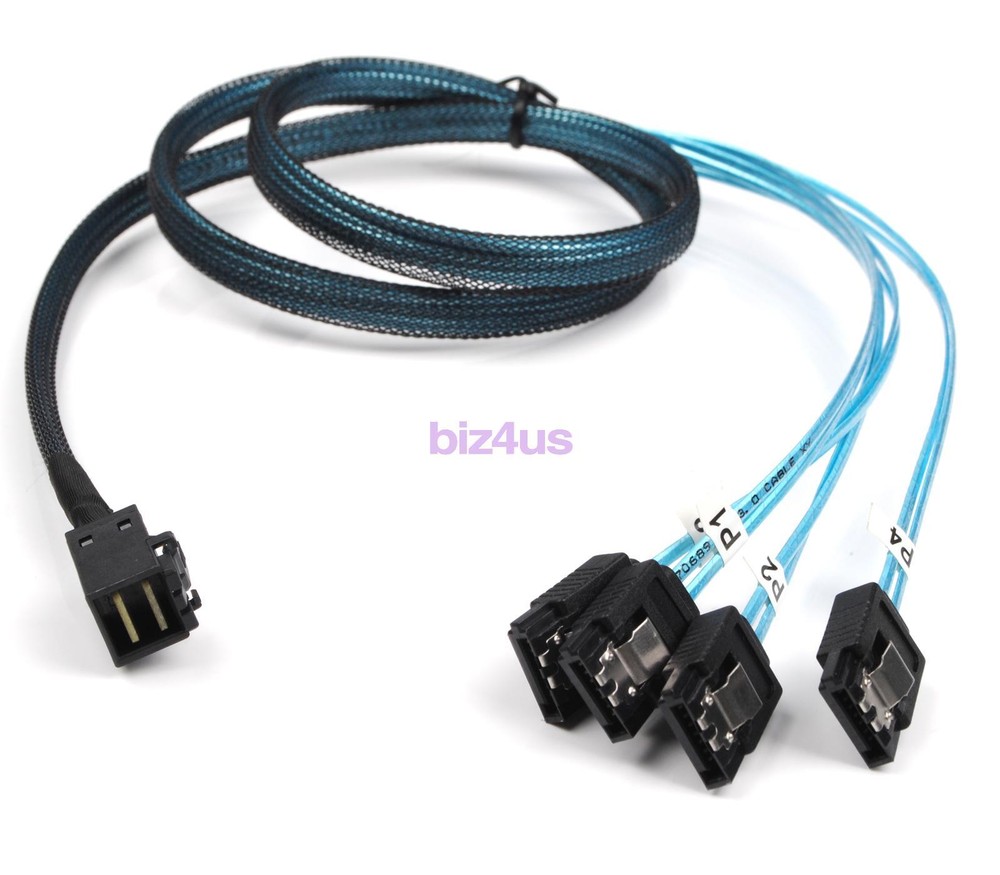 2PCS Mini SAS SFF-8643 to 4 SATA 7pin Hard Disk 6Gbps Data Server Raid Cable 1M