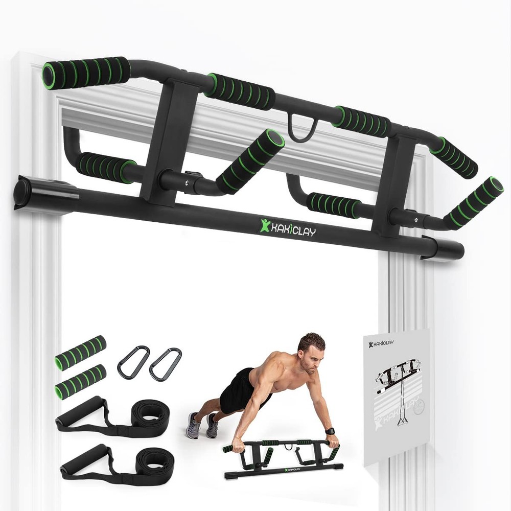 KAKICLAY 2025 Upgrade Multi-Grip Pull Up Bar with Smart Larger Hooks Technol...
