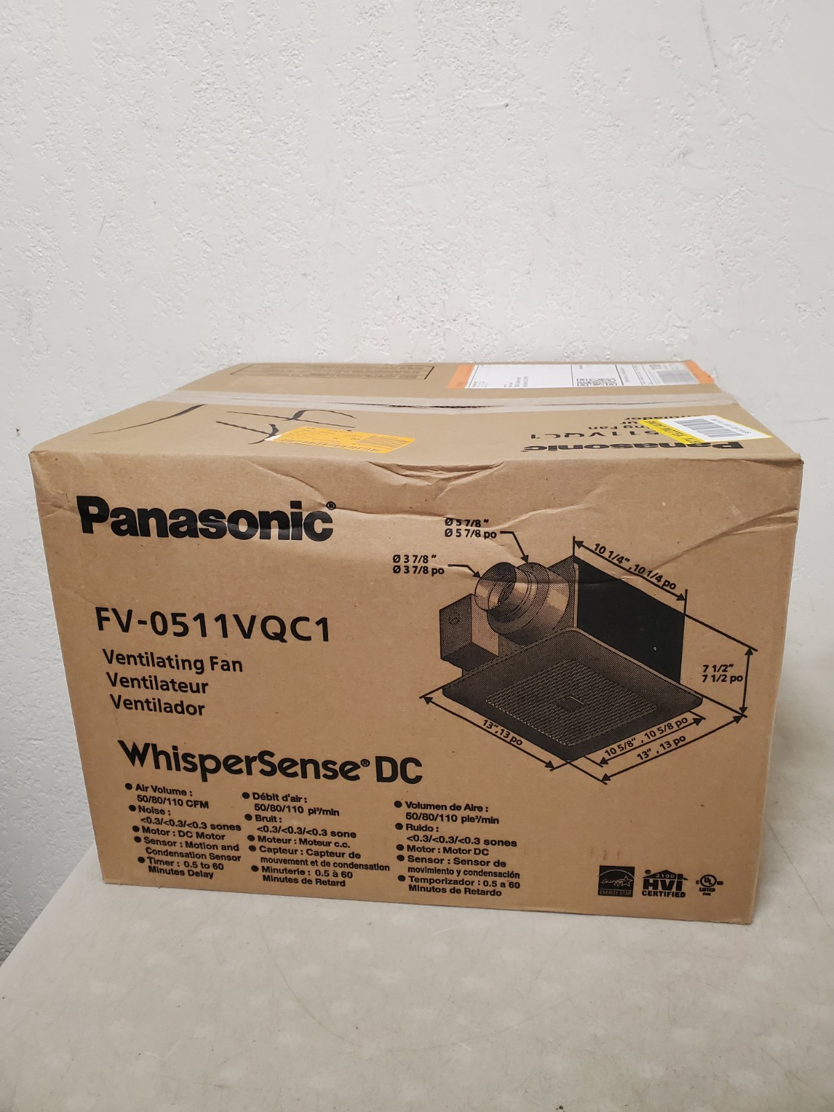 Panasonic WhisperSense DC 50/80/110 CFM Motion/Humidity Sensor Bath Exhaust Fan