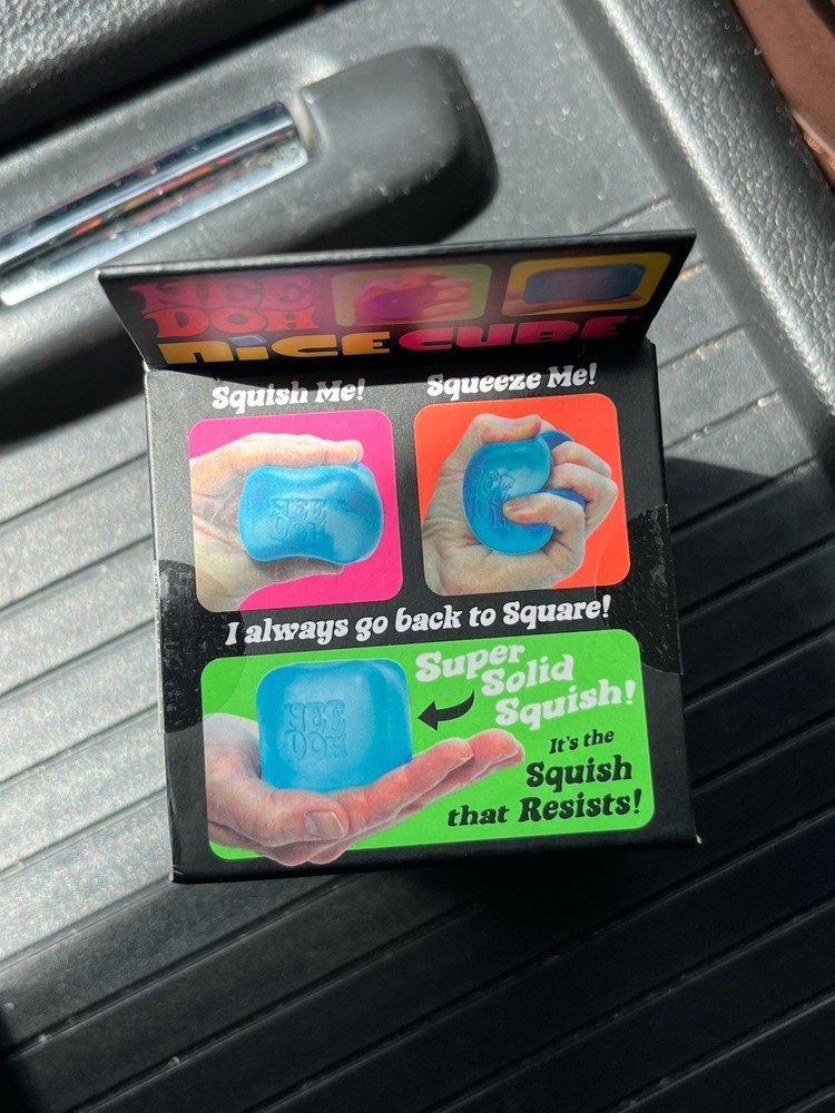 Nee Doh Nice Cube Super Solid Squish Sensory Toy - Purple Blue Pink