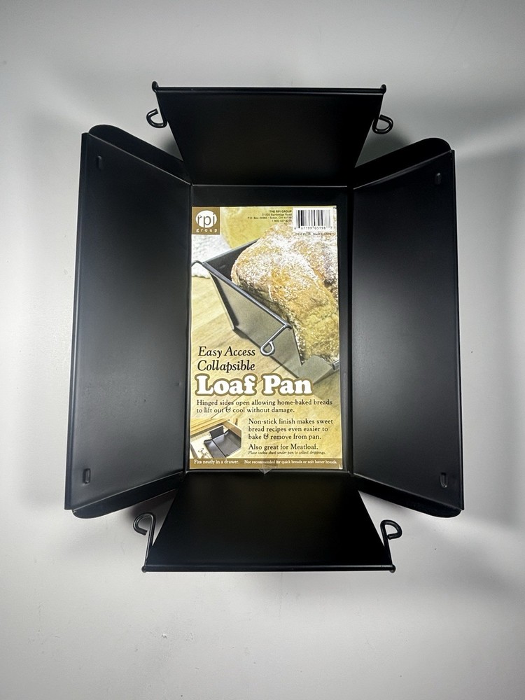 Collapsible Non-Stick LoafPan w/ Display Foam Bread –Easy Access Hinged Bakeware