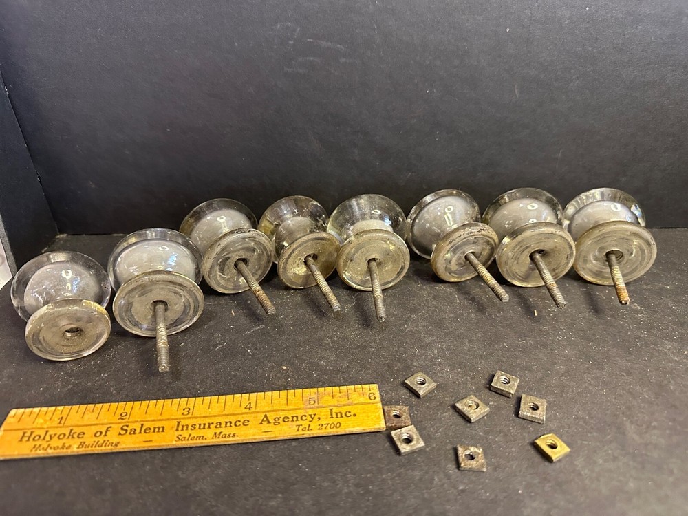 Set 8 Antique Glass Furniture Knobs Pulls, Lot 2