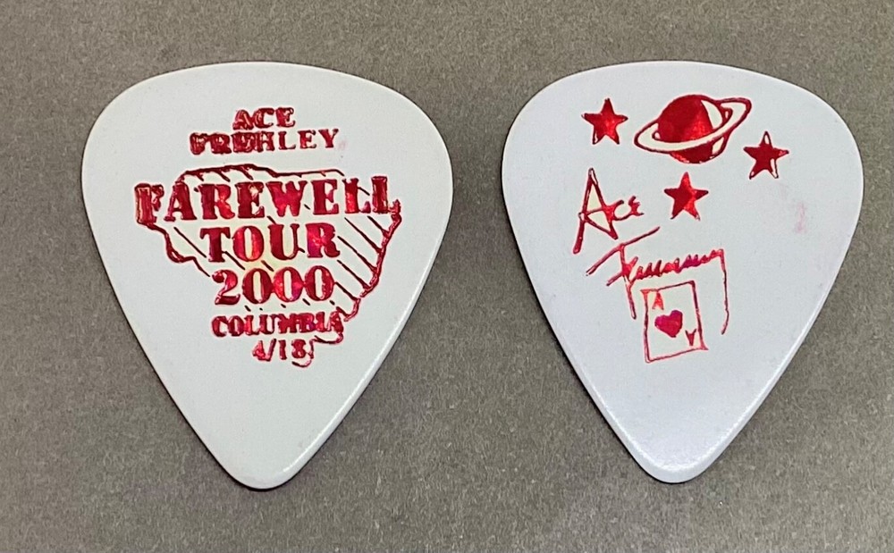 KISS Ace Frehley Farewell tour red on white guitar pick - Columbia, SC 4/18/00