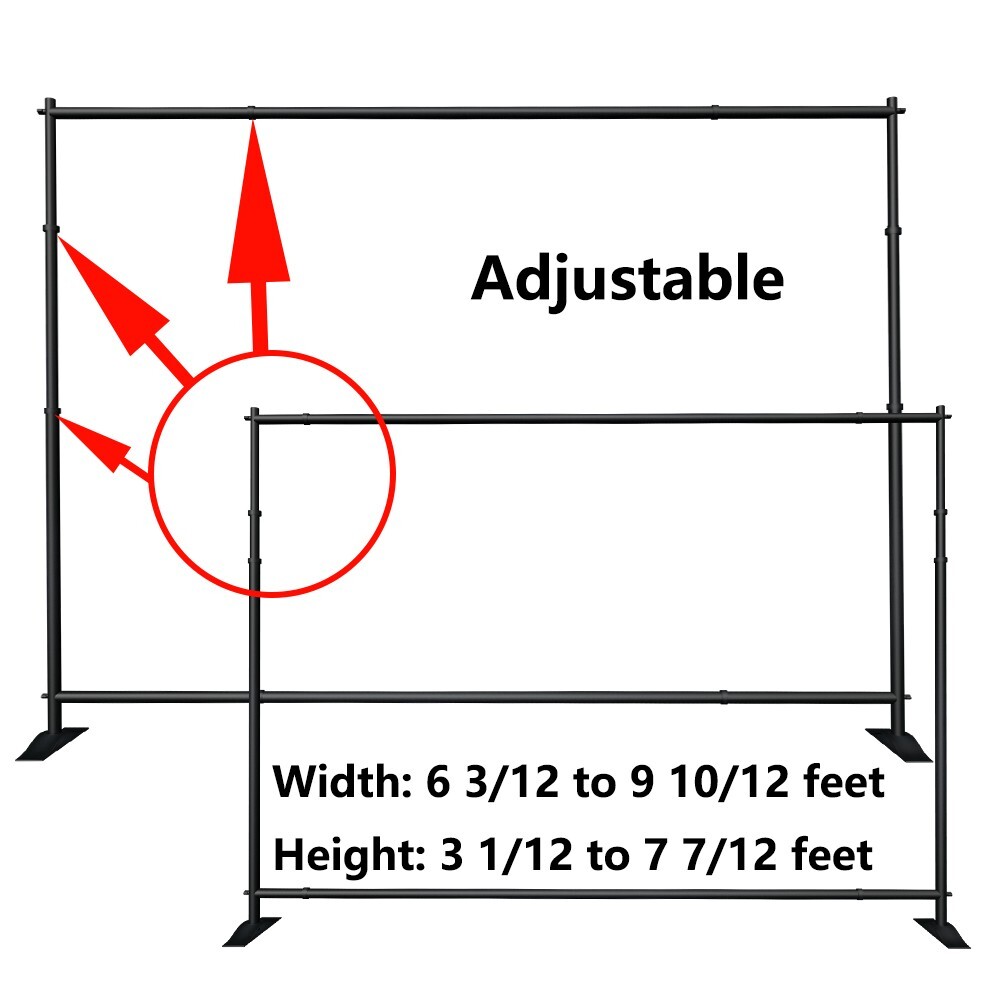 Heavy-Duty Tube Step and Repeat Backdrop Telescopic Banner Stand Adjustable 8x10