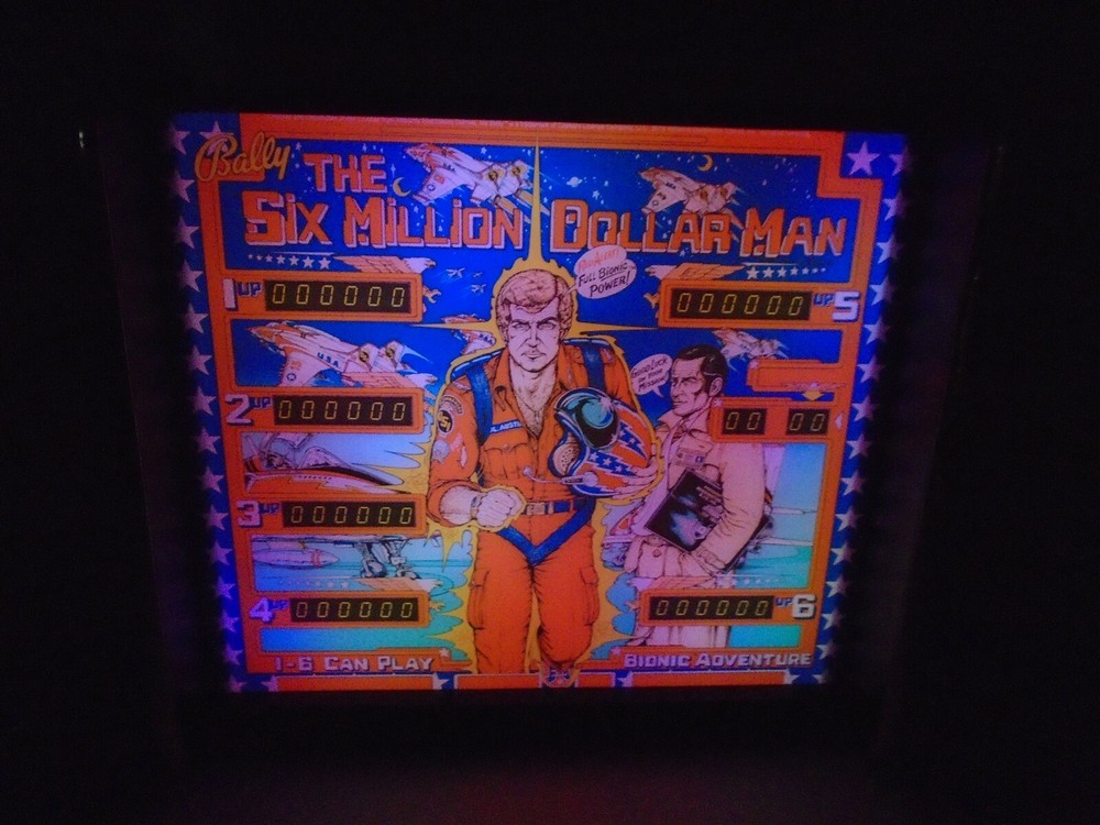 Bally Six Million Dollar Man Pinball Head LED Display light box