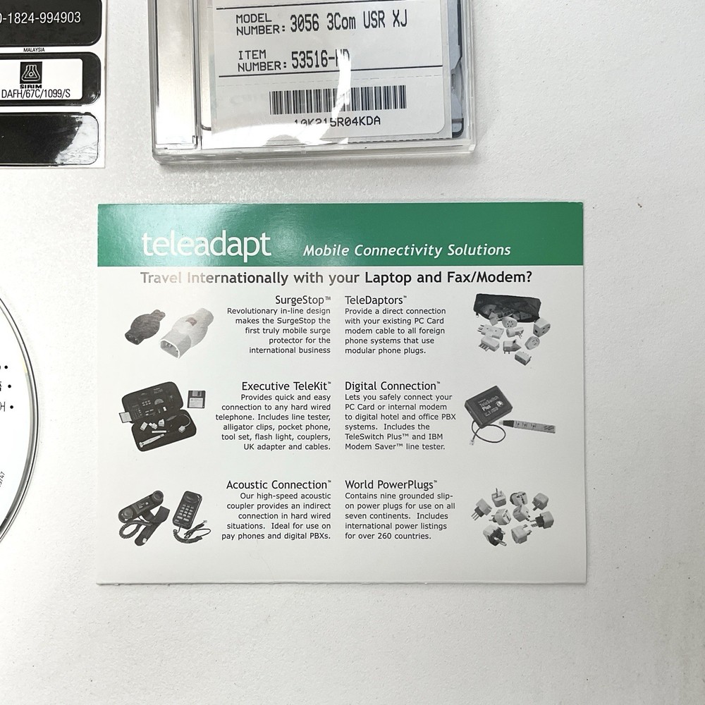 3Com U.S. Robotics 56K Modem PC Card 3056 3Com USR XJ Vintage Computing