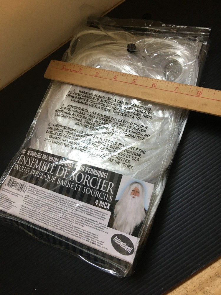 Sorcerer Set Includes: Wig, Beard, & Eyebrows Set (4 Pcs) - White, Self-Adhesive