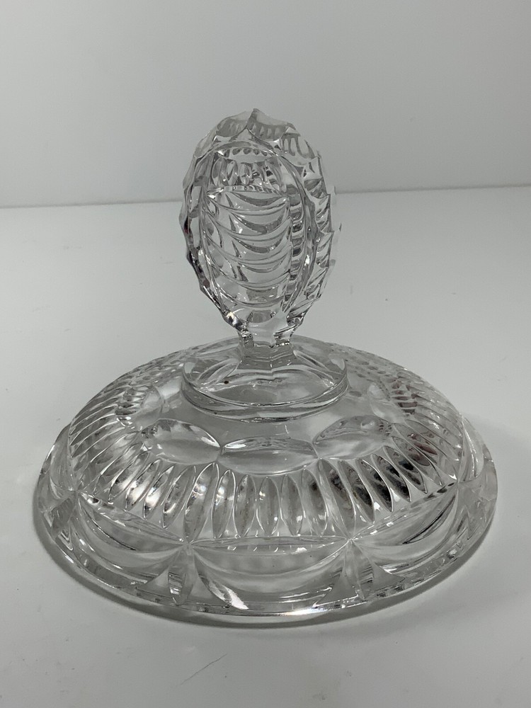 Vintage Cut Crystal Drape Pattern Candy Dish & Lid 8 in.