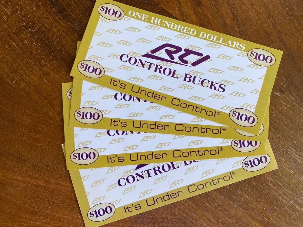 RTI Control Bucks $400.00 VALUE  - SAVE 55% VERIFIED RTI Remote Technologies Inc