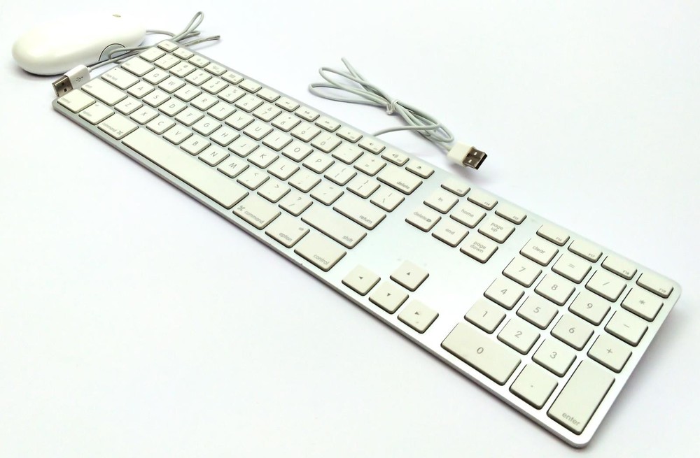 Apple Keyboard A1243 and Mouse Combo USB Wired with Numeric Keypad Aluminum