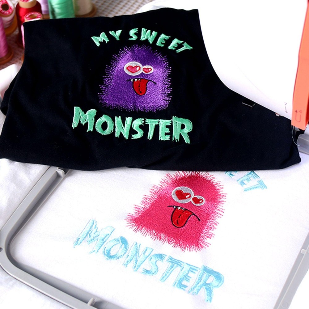 POOLIN EOC06 7.9in x 11in Embroidery Machine & 166 Thread Spool Bundle - Red