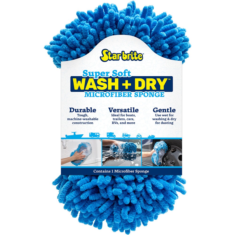Star brite Microfiber Reggae Sponge - Blue, Dual-Sided Scrubbing Dus... [40078]