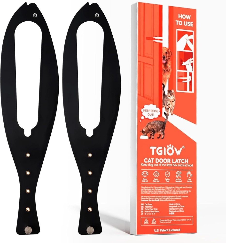 Easy Install Cat Door Latch - 2 Pcs Adjustable & Durable Design for Pet Safety